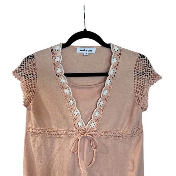 Y2K Peach Lace Trim Women's Babydoll Top Size XS/S - Picture 4 of 8